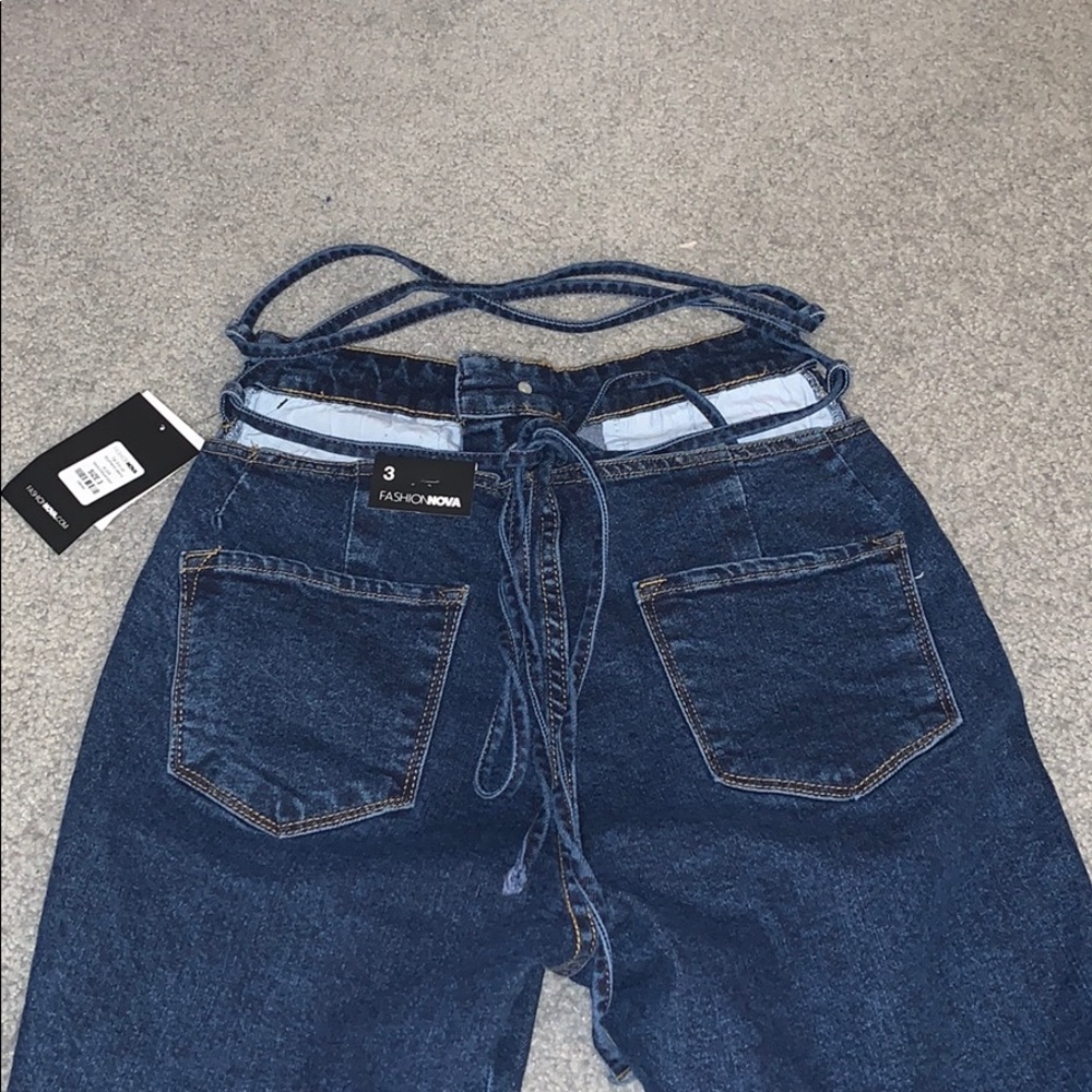 NWT fashion nova tie em up bf jeans